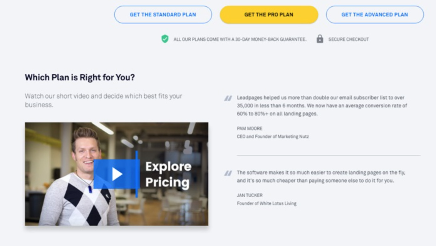 Confiar en una landing page